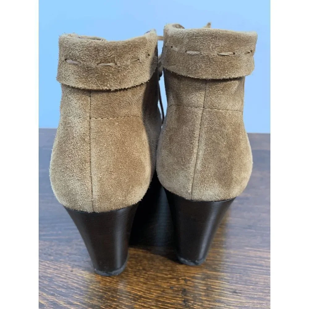 Via Spiga Women's Suede Brown Wedge Ankle Boots Size 39